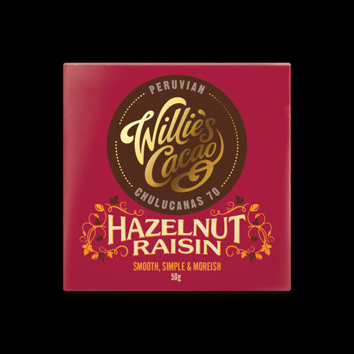 Willies Cacao Hazelnut & Raisin Peruvian Chocolate (50g)