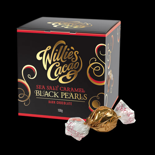 Willies Cacao Sea Salt Caramel Black Pearls (150g)