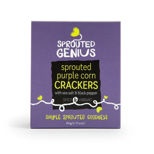 Sprouted Genius Sprouted Purple Corn Crackers with Sea Salt & Black Pepper (90g)