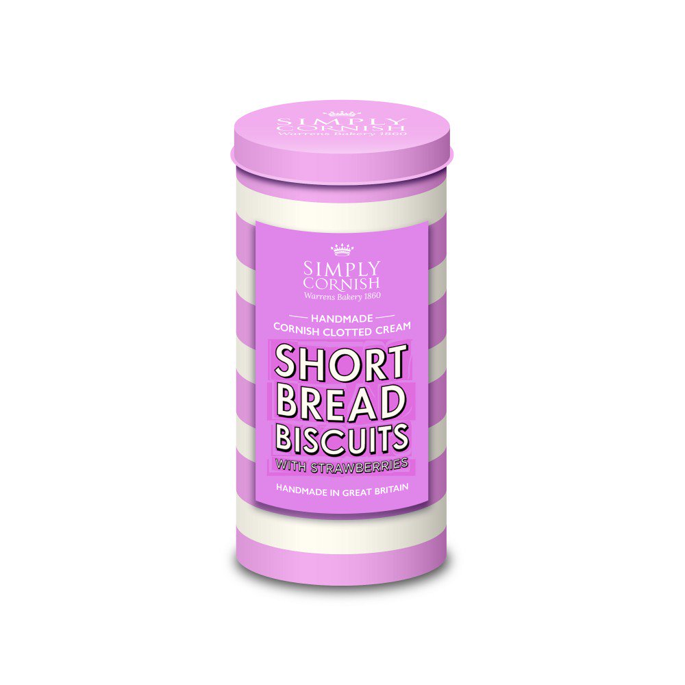 Simply Cornish Strawberry & Clotted Cream Shortbread Tin (200g)