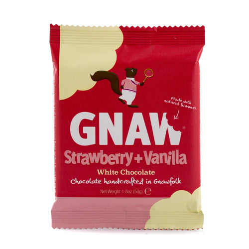 Gnaw Strawberry & Vanilla Mini Chocolate Bar (50g)