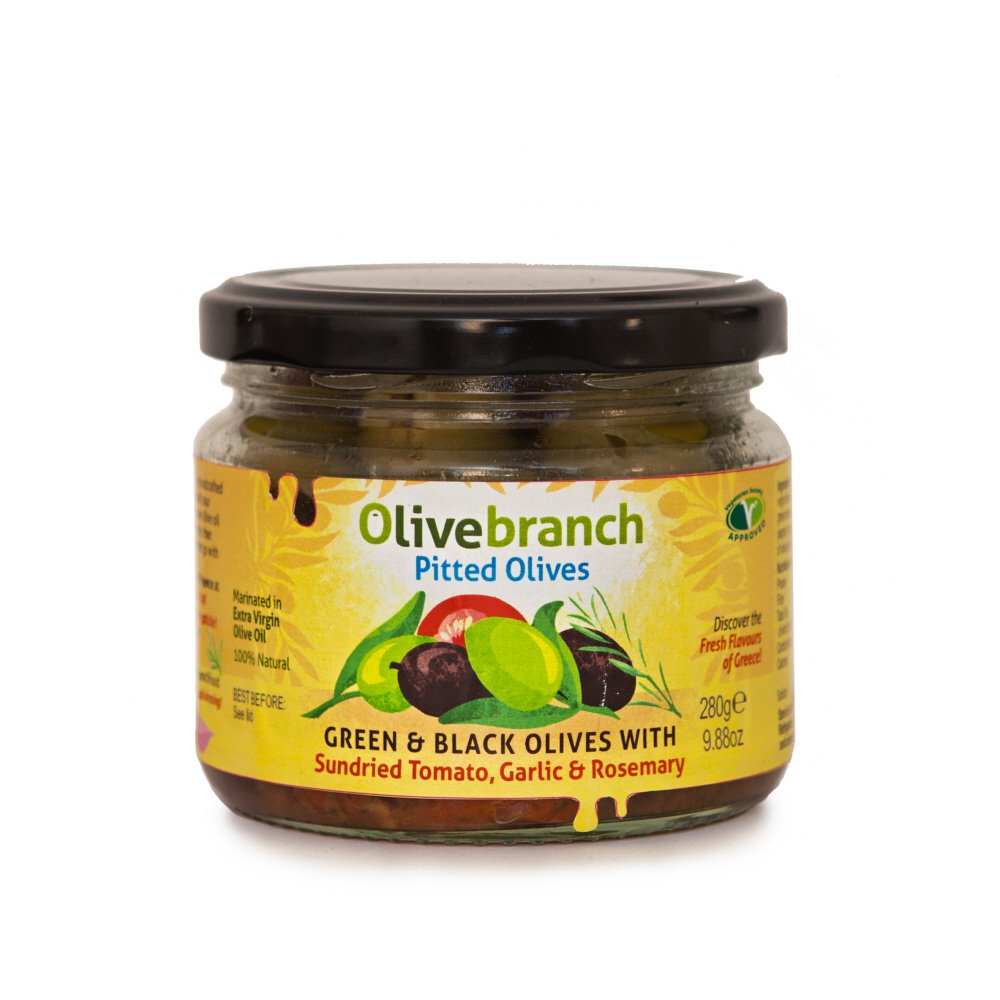 Olive Branch Olives with Tomato Garlic & Rosemary (280g)
