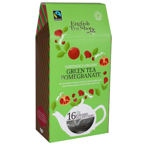 English Tea Shop Organic Green Tea Pomegranate (16 Pyramid Bags)