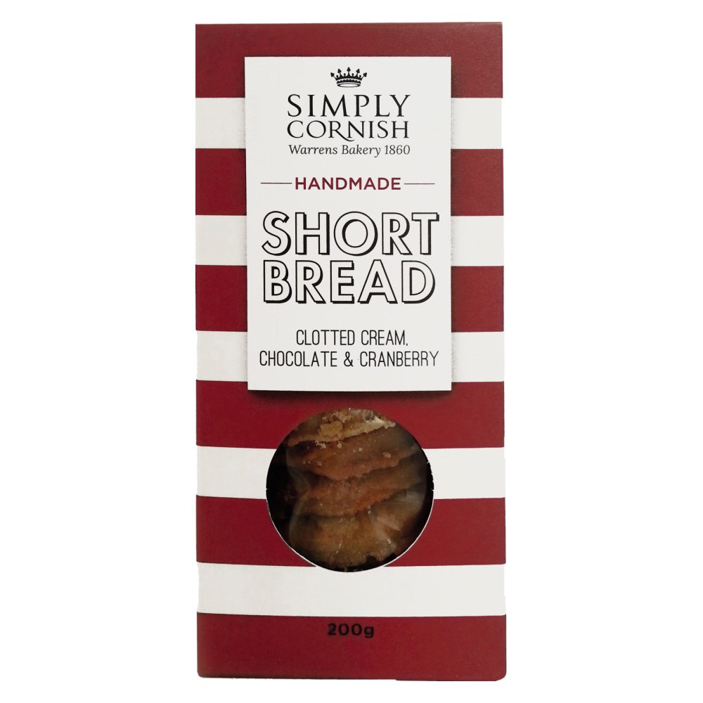 Simply Cornish Clotted Cream Chocolate & Cranberry Shortbread (200g)