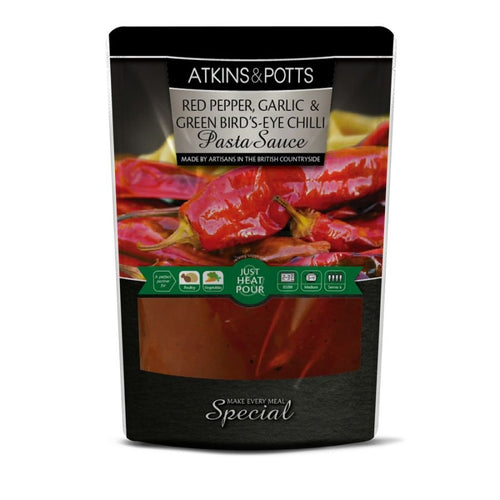 Atkins & Potts Red Pepper Garlic & Green Chilli Pasta Sauce (350g)