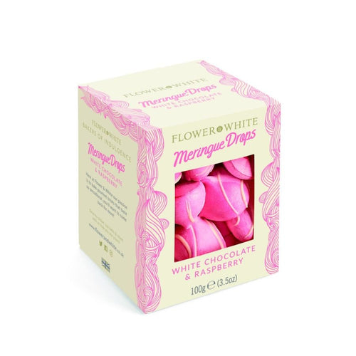 Flower & White White Chocolate & Raspberry Meringue Drops (100g)